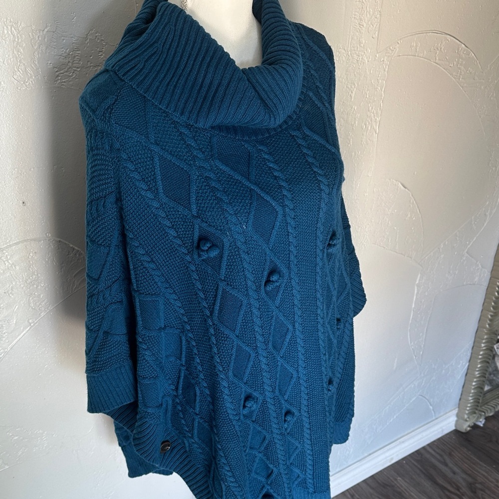 Talbots Deep Blue Knit Poncho - Picture 6 of 10